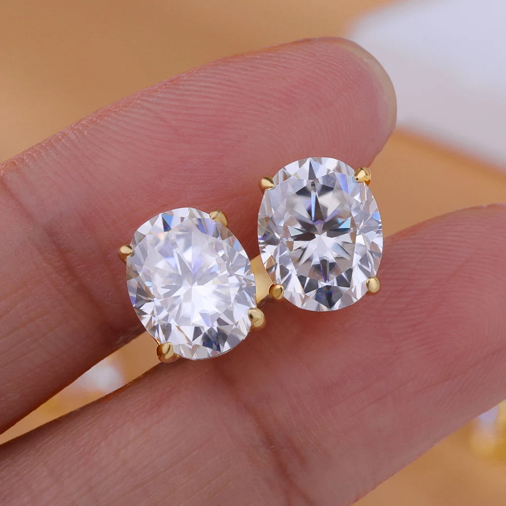 Oval Cut Moissanite Stud Earrings for Women