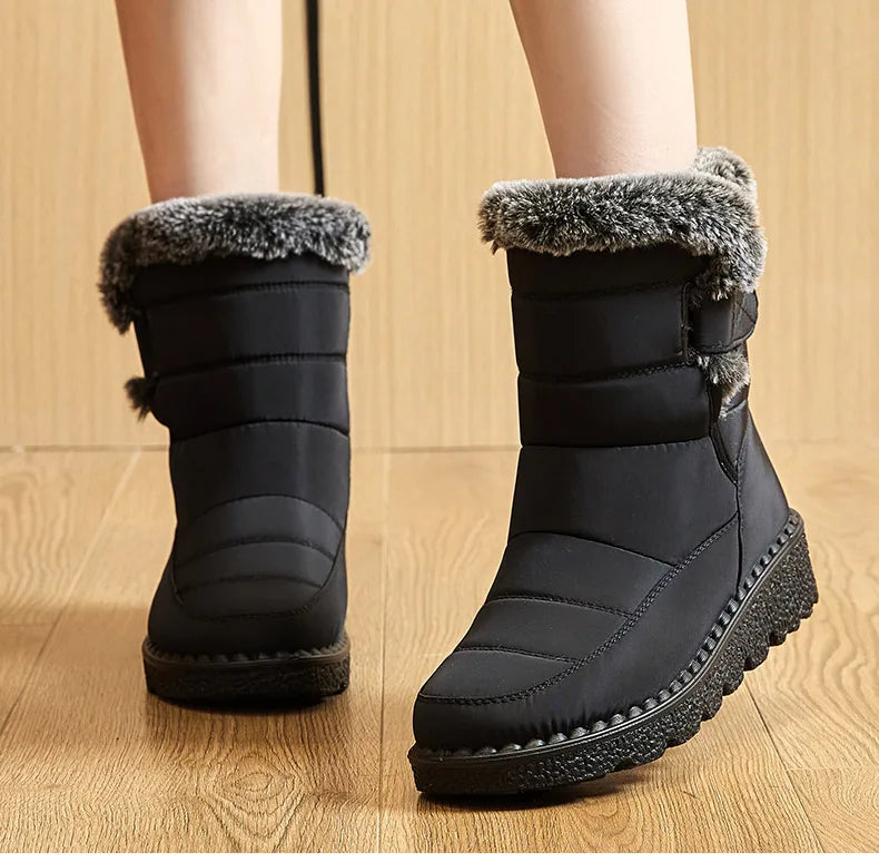 Winter Boots – Waterproof Ankle with Low Heels and Fur Lining