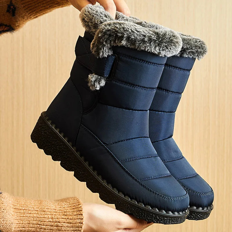 Winter Boots – Waterproof Ankle with Low Heels and Fur Lining