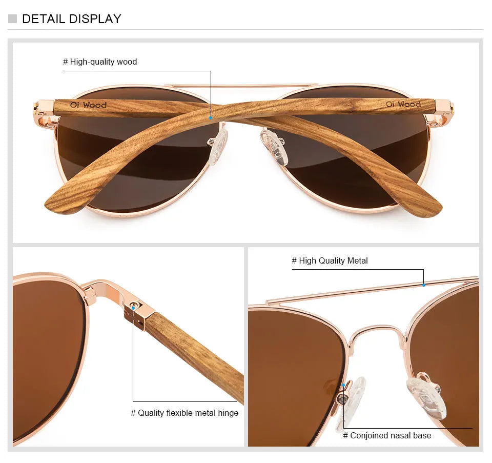 Oi Wood™ Pilot Sunglasses for Women